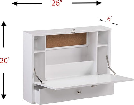 SEI Furniture Willingham Wall Mount Folding Desk, White - LeafyLoom