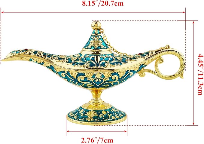 Vintage Legend Aladdin Lamp Magic Genie Wishing Light,Collectable Rare Classic Arabian Costume Props Lamp Tabletop Decor Crafts for Home/Wedding Decoration&Gift for Party/Halloween/Birthday - LeafyLoom
