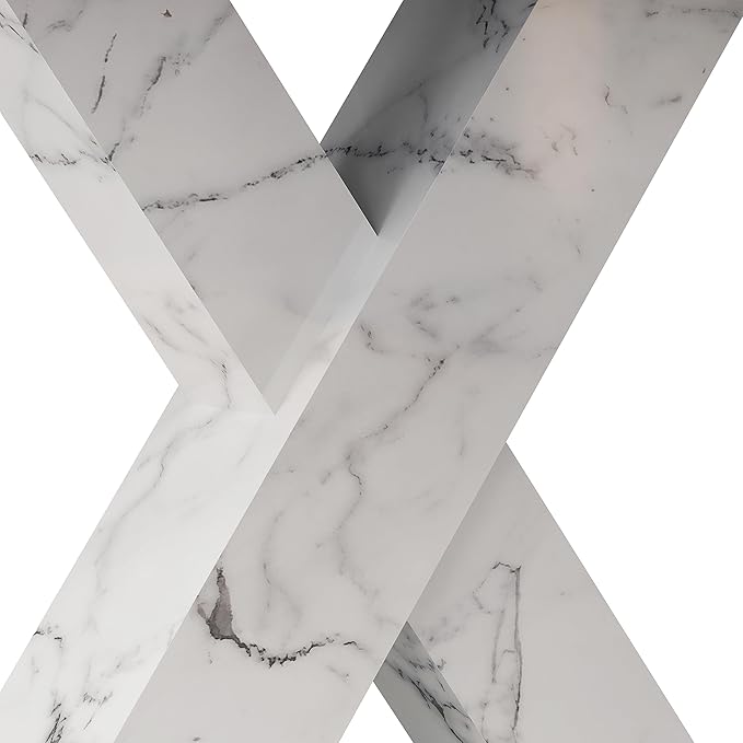 NicBex 62.99Inch Expandable Dining Table,Modern Kitchen Table with Black Marble Tabletop and MDF White X-Shape Legs for 6 to 8,Large Dining Room Table for Kitchen,Meeting Living Room,Black+White - LeafyLoom