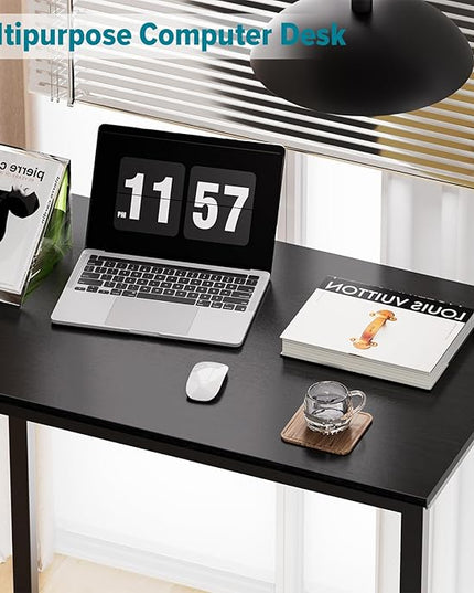 SINPAID Small Computer Desk 31.5 inches Desk for Small Spaces Sturdy Home Office Desk Modern Gaming Desk Study Writing Laptop Table, Black Desk - LeafyLoom