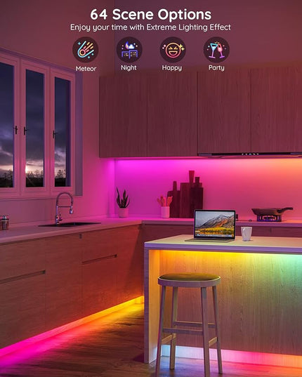 Govee 65.6ft RGBIC LED Strip Lights, Color Changing LED Strips, App Control via Bluetooth, Smart Segmented Control, Multiple Scenes, Enhanced Music Sync LED Lights for Bedroom, Home Decor (2 X 32.8ft) Govee