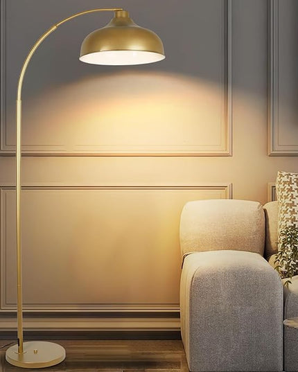 Modern Arc Floor Lamp for Living Room, 16 Inch Large Dome Arch Dimmable Standing Light with Remote, Industrial Tall Arched Reading Lamps Hanging Metal Shade for Bedroom, Office, Over Couch,JE-F231218 - LeafyLoom