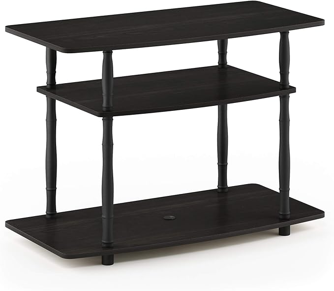 Furinno Turn-N-Tube No Tools 3-Tier Entertainment Center TV Stand for TV up to 32 Inch, Plastic Classic Tubes, Espresso/Black - LeafyLoom