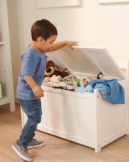 Melissa & Doug Wooden Toy Chest - White Furniture for Playroom - Kids Toy Box, Wooden Storage Organizer, Children's Furniture - LeafyLoom