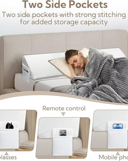 King Bed Wedge Pillow - Versatile Wedge Pillow Bed Gap Filler. Can Also be Used as a headboard Pillow, Mattress Wedge, and Bed Gap Filler (White 76"x10"x6") - LeafyLoom