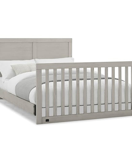 Simmons Kids Foundry 6-in-1 Convertible Baby Crib, Rustic Mist with Matte Black - LeafyLoom