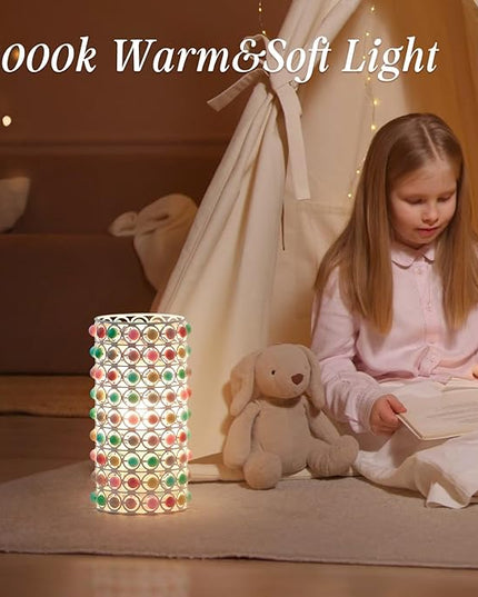 Colorful Bead Lamp-Cute Table Lamp for Girls Room, Unique Lampshade, Bulb included - LeafyLoom