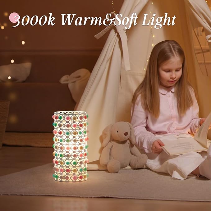 Colorful Bead Lamp-Cute Table Lamp for Girls Room, Unique Lampshade, Bulb included - LeafyLoom