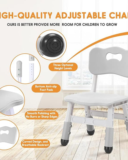 kids chair adjustable height Children chairs suitable for Children age 2-8 with foot covers for home classroom kindergarten and children's venues two-pack - LeafyLoom