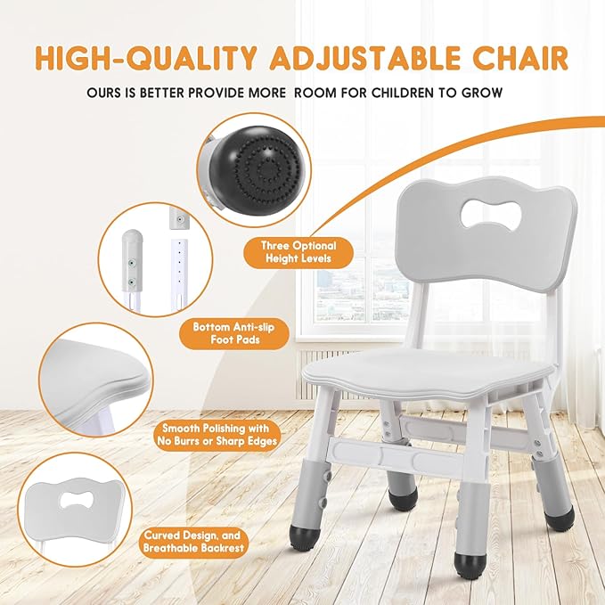 kids chair adjustable height Children chairs suitable for Children age 2-8 with foot covers for home classroom kindergarten and children's venues two-pack - LeafyLoom