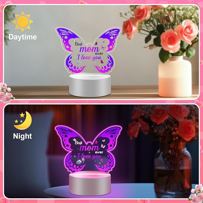 Linkax Mom Birthday Gifts, Butterfly Gifts for Mom from Daughter Son, Mom Gifts Room Decorative Ideas Night Light, Thanksgiving Mothers Day Christmas Birthday Gifts for Mom, Best Mom Ever Gifts - LeafyLoom