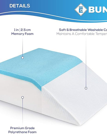 Ebung Leg Elevation Pillow with Memory Foam & Cooling Gel - Elevated Leg Pillows for Sleeping, Blood Circulation, Leg Swelling Relief, and Sciatica Pain Relief - Pillow for Back Pain and Pregnancy - LeafyLoom