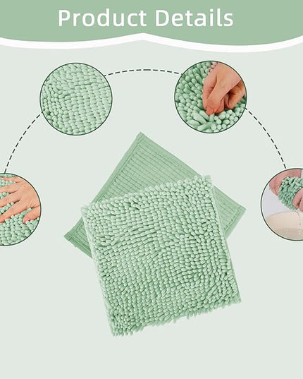 Locker Rug school girl rugs Carpet Chenille 100% Microfiber Locker Carpet with Non Skid Backing Locker Decorations (Green, 10X10) - LeafyLoom