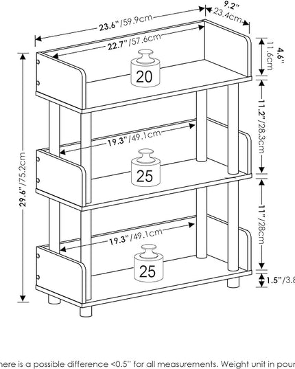 Furinno Turn-N-Tube 3-Tier Toolless Freestanding Multipurposes Display Rack, Espresso - LeafyLoom