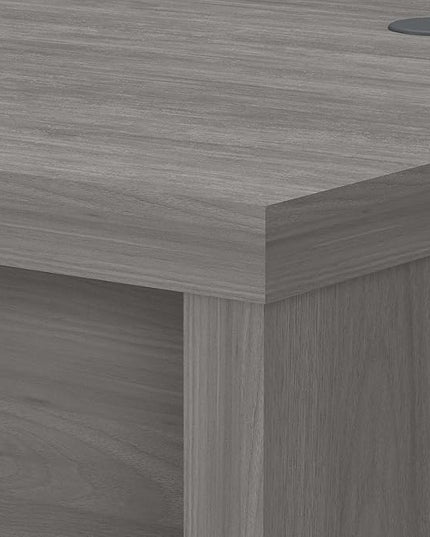 Bush Business Furniture Echo L Shape Desk with Wire Management | Corner Computer Table with Quick-to-Assemble Hardware | Home Office Credenza, 60W, Modern Gray - LeafyLoom