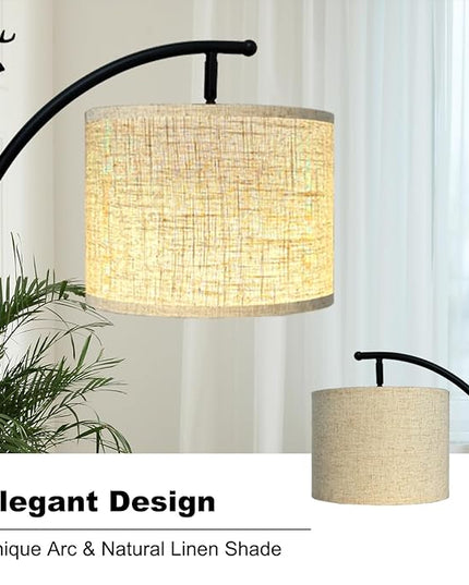 Floor Lamp for Living Room with 3 Color Temperatures LED Bulb,Standing Lamp, High Linen Lampshade Modern Floor Lamp, Living Room Bedroom Office Dining Room Foot Switch Reading Lamp - LeafyLoom