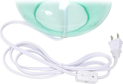 Simple Designs LT2063-AOW Small Glass Raindrop Bedside Table Lamp with White Fabric Shade, Aqua - LeafyLoom