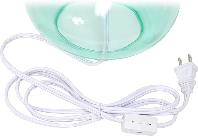 Simple Designs LT2063-AOW Small Glass Raindrop Bedside Table Lamp with White Fabric Shade, Aqua - LeafyLoom
