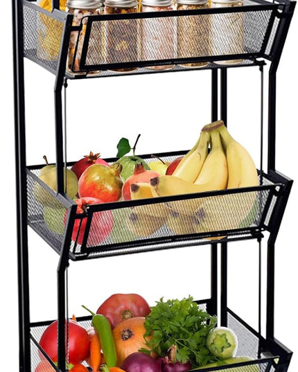 Slim Rolling Storage Cart,4 Tier Kitchen Storage Cart on Wheels,Small Metal Rolling Cart with Wooden Tabletop for Narrow Space in Kitchen,Bathroom,Laundry/Dining/Living Room,Office - LeafyLoom