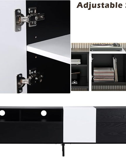 NicBex TV Stand for 80 Inch TV Modern TV Media Console Table with Double Storage Space and Drop Down Door,Entertainment Center with Storage for Living Room,Bedroom,70.9 Inch,Black - LeafyLoom