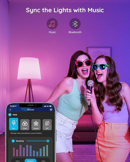 Govee Smart Light Bulbs, Color Changing Light Bulb, Work with Alexa and Google Assistant, 16 Million Colors RGBWW, WiFi & Bluetooth LED Light Bulbs, Music Sync, A19, 800 Lumens, 4 Pack Govee