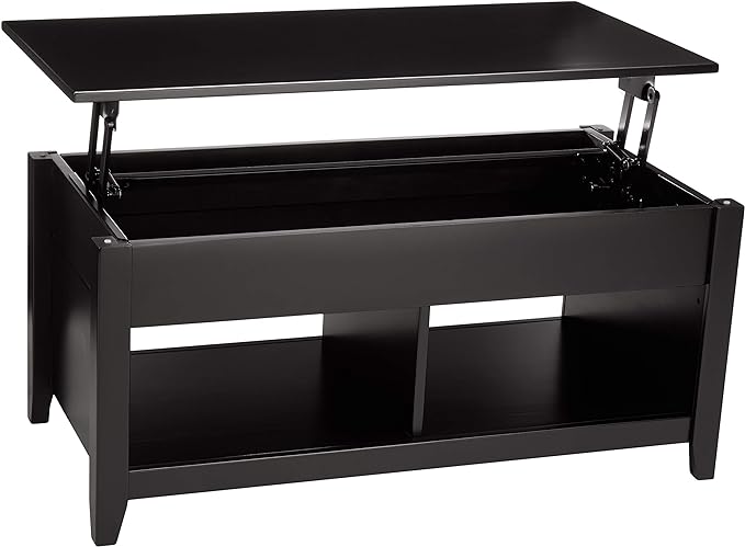 Amazon Basics Lift-Top Storage Rectangular Coffee Table, Black, 40 in x 18 in x 19 in - LeafyLoom