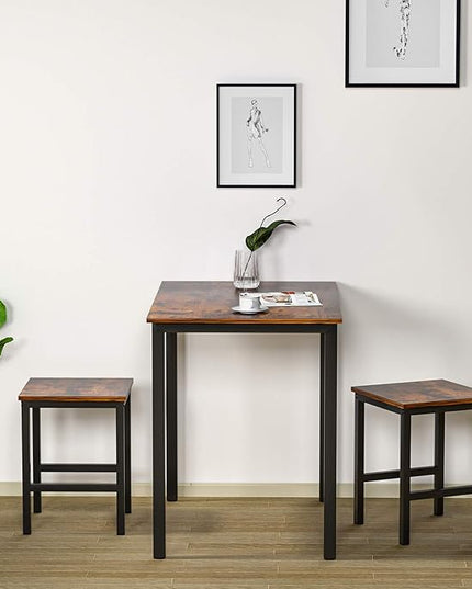 DKLGG 3 Pieces Dining Table Set, Space Saving Kitchen Table and Chairs Set for 2, Small Dining Table and Chairs for 2 Perfect for Breakfast Nook, Living Room, Apartment - LeafyLoom
