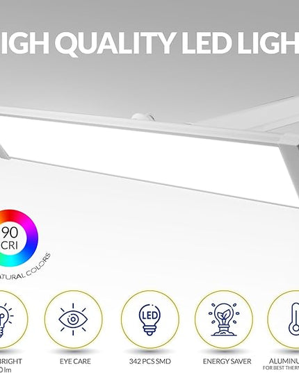 Ultra Bright 3900 Lumens Powerful Professional Eye Care LED Desk Lamp, Brightness Adjustable, Task Light for Home, Beauty, Crafting, Office, Workbench (Daylight, Dimming, White) - LeafyLoom
