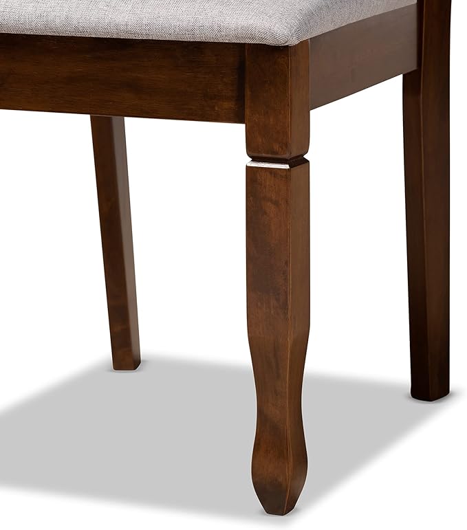 Baxton Studio Mila Modern and Contemporary Grey Fabric Upholstered and Walnut Brown Finished Wood 7-Piece Dining Set - LeafyLoom