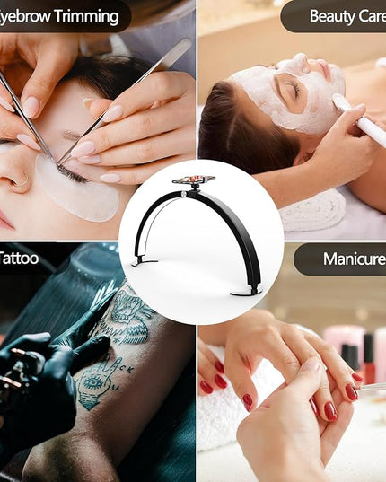 yAyusi Half Moon Light for Nail Desk with Phone Holder, 29In 40W Nail Tech Light, Nail Table Lamp with Wire Controller & Remote, 7 Color Modes, 10 Brightness for Beauty/Eyelashes/Tattoos/Crafts - LeafyLoom