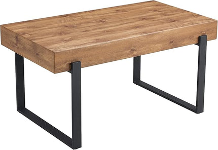 NicBex 59" Dining Table, Modern Kitchen Table, Rectangular Wooden Dinner Table Top and Metal Base for Dining Room, Home Office, Living Room Furniture, Easy Assembly, Natural Wood Wash - LeafyLoom