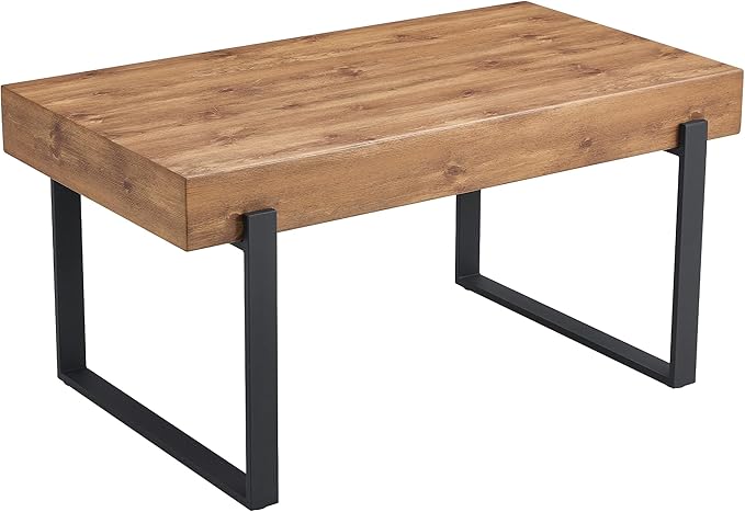NicBex 59" Dining Table, Modern Kitchen Table, Rectangular Wooden Dinner Table Top and Metal Base for Dining Room, Home Office, Living Room Furniture, Easy Assembly, Natural Wood Wash - LeafyLoom