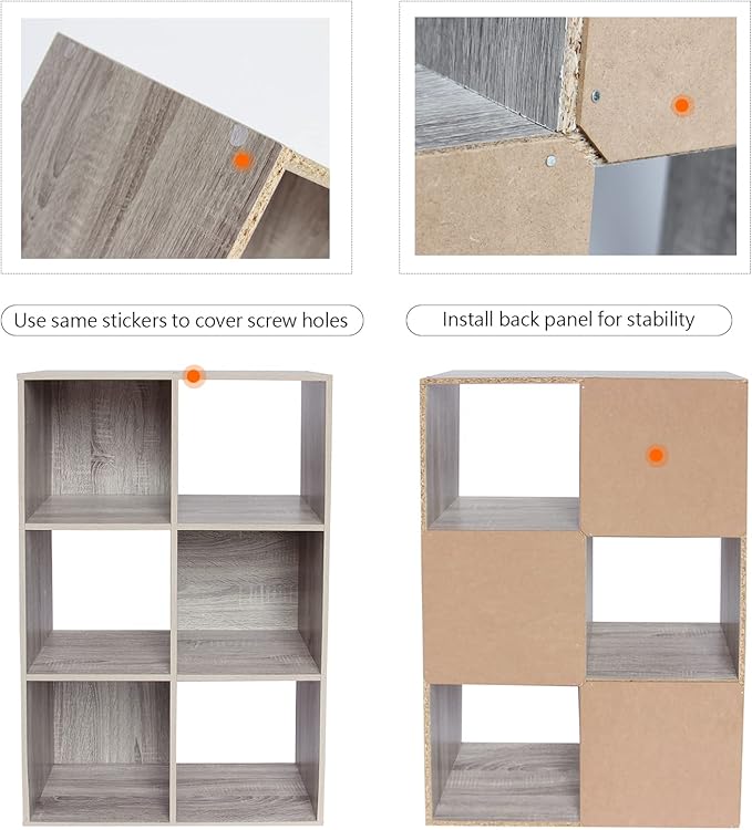 PACHIRA E-Commerce 6 Cube Storage Organizer, Unit Shelf, Closet Cabinet, Bookshelf File Organizer Rack in Living Room, Bedroom, Study OAK GREY - LeafyLoom