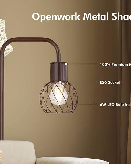 Floor Lamp, Industrial Floor Lamp, Modern Standing Lamp with 6W LED Bulb, Foot Switch, Metal Floor Lamp for Living Room, Bedroom, Office, Vintage，Rustic Minimalist Farmhouse Stand Up Lamp Brown - LeafyLoom