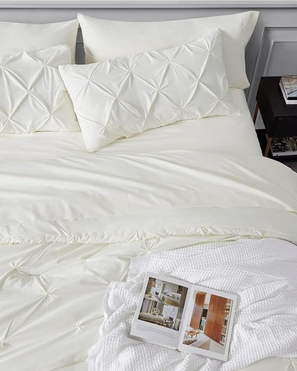 Bedsure Full Size Comforter Sets - Bedding Sets Full 7 Pieces, Bed in a Bag Ivory Bed Sets with Comforter, Sheets, Pillowcases & Shams, Adult & Kids Bedding - LeafyLoom