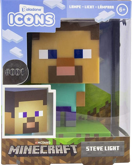 Paladone Minecraft Steve Icon Light Collectible Figure | Officially Licensed Minecraft Bedroom Decor - LeafyLoom