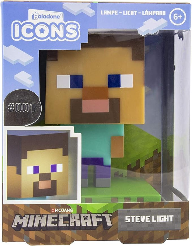 Paladone Minecraft Steve Icon Light Collectible Figure | Officially Licensed Minecraft Bedroom Decor - LeafyLoom