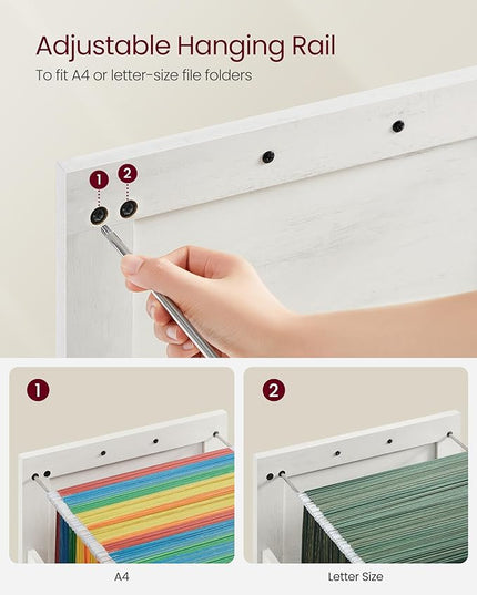 VASAGLE File Cabinet, Filing Cabinet with 3 Drawers, Printer Stand, Fit A4, Letter Size, Hanging File Folders, Modern Farmhouse Style, for Home Office, Study, Rustic White UOFC054T73 - LeafyLoom