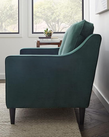 Edenbrook Jensen Upholstered Loveseat – Green Velvet Loveseat - Living Room Furniture - Small Loveseat- Seats Two - Scoop Arm Modern Couch - Couches - LeafyLoom