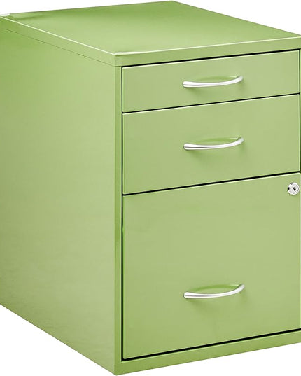 OSP Home Furnishings HPB Heavy Duty 3-Drawer Metal File Cabinet for Standard Files and Office Supplies, Green Finish - LeafyLoom