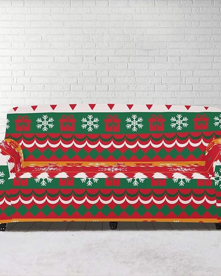 FKELYI Red Christmas Sofa Furniture Protector Easy Going Stretch Sofa Slipcover Comfortable Sofa Couch Cover with Elastic Bottom L FKELYI