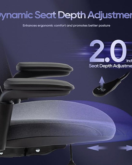 COLAMY 3084 Ergonomic Mesh Chair 300lbs, OfficeChair, Home Office DeskChair with Adjustable Seat Slider, Lumbar Support, Tilt and 3D Armrests, Mid Back-black & Grey - LeafyLoom