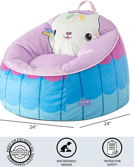 Idea Nuova Gabbys Dollhouse Hillside by pod Plush Kids Bean Bag Chair, 24"x24"x25", Ages 3+ - LeafyLoom