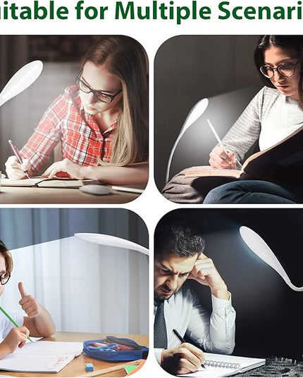 LED Desk Lamp Eye-caring Clamp Light Clamp Lamps Reading Lights with USB Port, 360°Flexible Gooseneck Bed Night Light (Include AC Power Plug) - LeafyLoom
