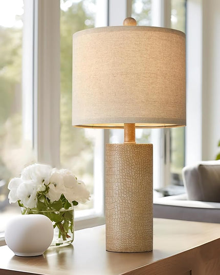 20.5" Farmhouse Lamp Single Resin Table Lamps for Living Room Bedroom Entryway Table Office Dorm Boho Nightstand Small Table Lamp Industrial End Side Table Lamps Gold - LeafyLoom