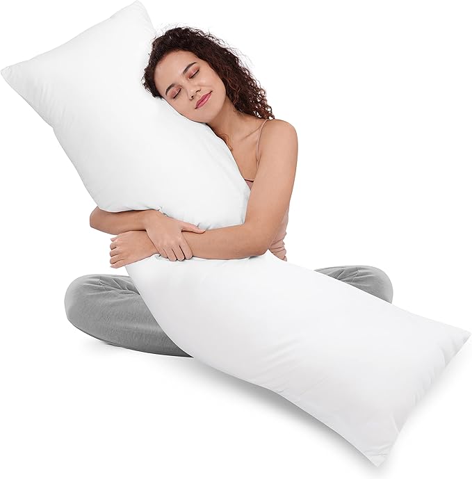 Utopia Bedding Full Body Pillow for Adults (White, 20 x 54 Inch), Long Pillow for Sleeping, Large Pillow Insert for Side Sleepers - LeafyLoom
