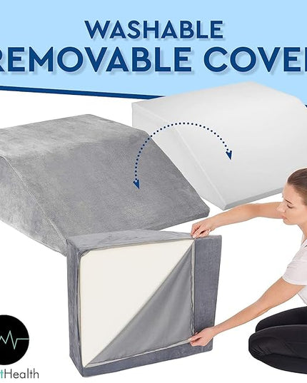 Leg Elevation Pillow - Full Memory Foam Top, High-Density Leg Rest Elevating Foam Wedge - Relieves and Recovers Foot and Ankle Injury, Leg Pain, Hip, Knee Pain, Improves Blood Circulation - LeafyLoom