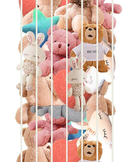 Toy Storage Organizer Corner Stuffed Animal Plush Toy Storage Kids Room Holder with Length Adjustable Large Toys Wall Hanging Shelf for Nursery Playroom Bedroom Sturdy Metal Black - LeafyLoom