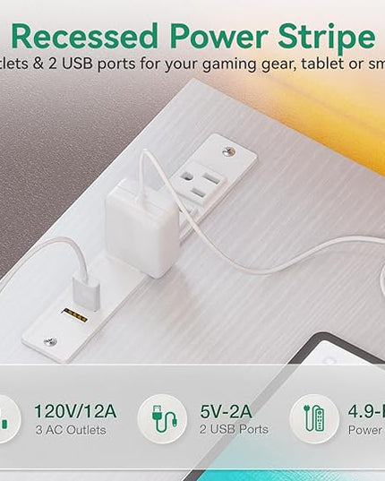 AODK 70 Inch L Shaped Computer Desk with Power Outlets & USB Charging Ports, Reversible L-Shaped Corner Desk with Drawers & Monitor Stand, Home Office Workstation with Storage Cabinet, White - LeafyLoom
