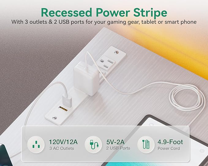 AODK 70 Inch L Shaped Computer Desk with Power Outlets & USB Charging Ports, Reversible L-Shaped Corner Desk with Drawers & Monitor Stand, Home Office Workstation with Storage Cabinet, White - LeafyLoom